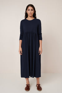 Long Sleeve Gather Dress - Navy-KOWTOW-P&amp;K The General Store
