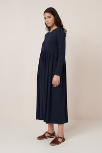 Long Sleeve Gather Dress - Navy-KOWTOW-P&amp;K The General Store
