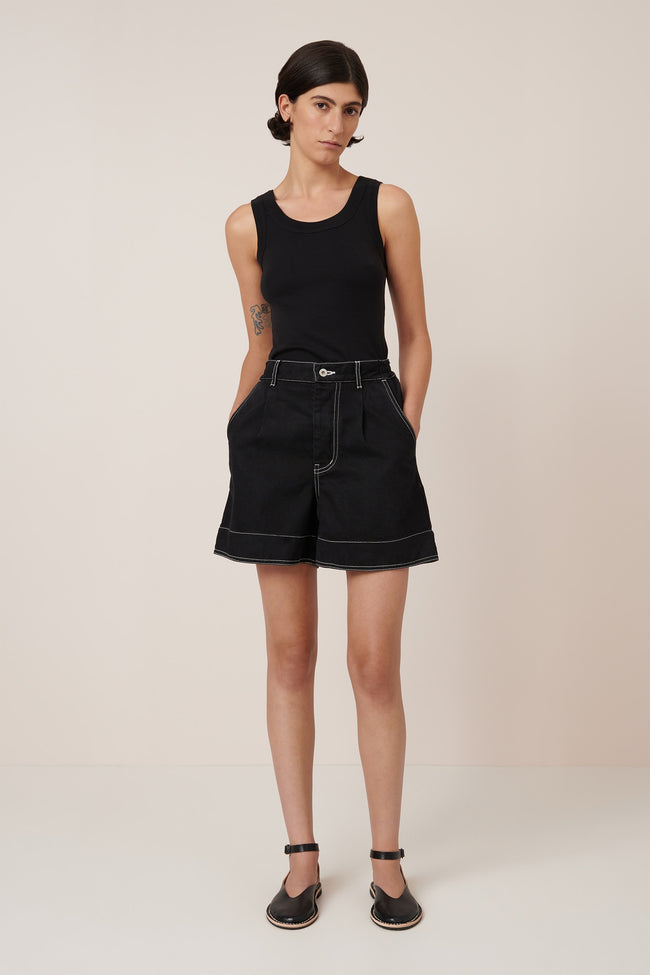 Outline Shorts - Black Denim-KOWTOW-P&amp;K The General Store