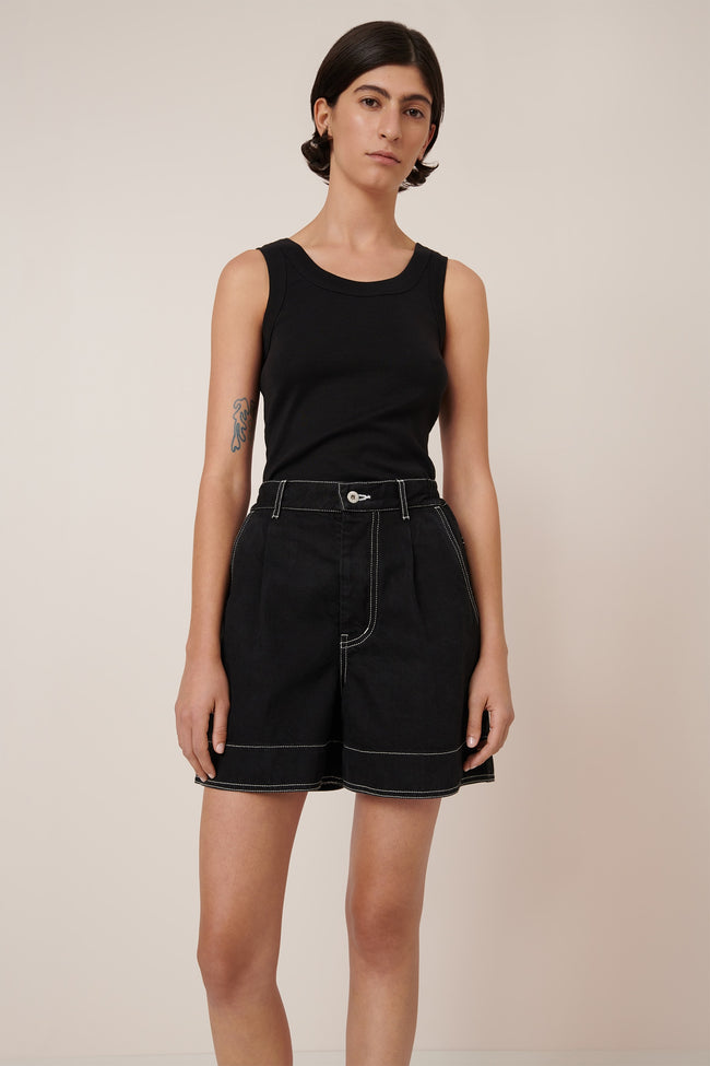 Outline Shorts - Black Denim-KOWTOW-P&amp;K The General Store