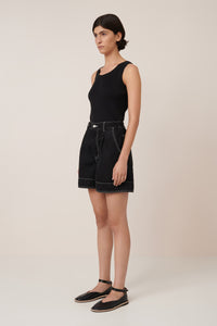 Outline Shorts - Black Denim-KOWTOW-P&amp;K The General Store