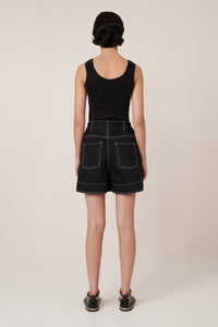 Outline Shorts - Black Denim-KOWTOW-P&amp;K The General Store