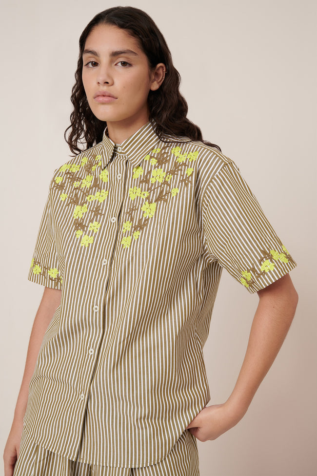 Wildflower Shirt - Treetop Stripe-KOWTOW-P&amp;K The General Store