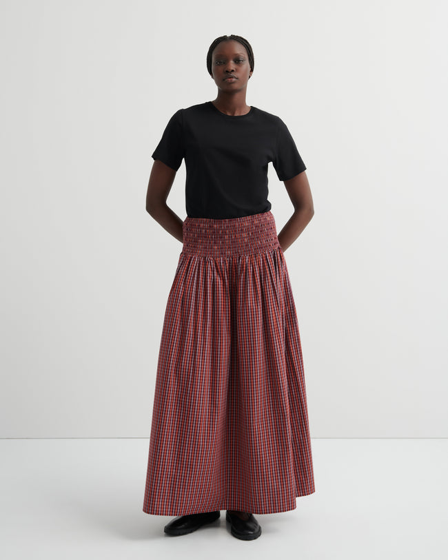 Weaver Skirt - Maroon Check-KOWTOW-P&amp;K The General Store