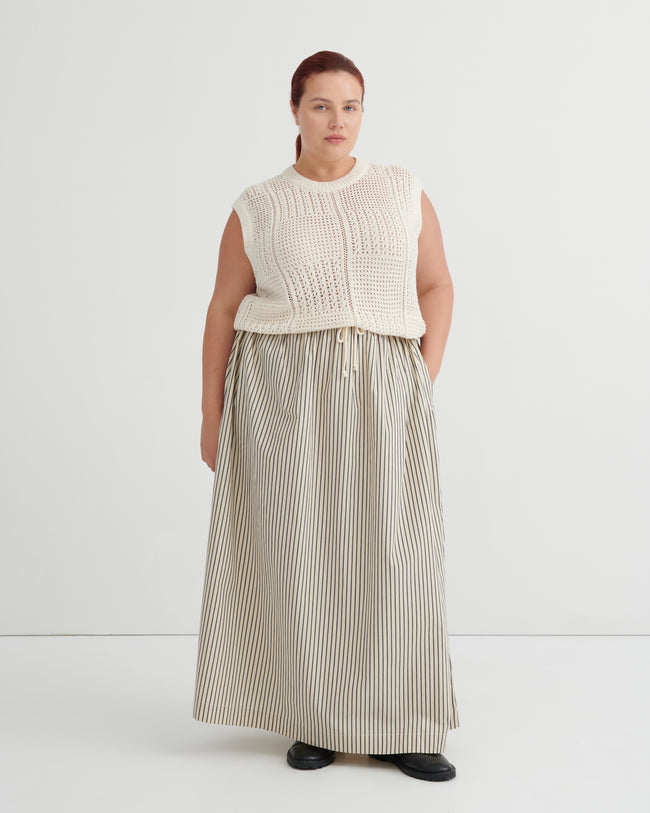 Linear Skirt - Ecru Stripe-KOWTOW-P&amp;K The General Store