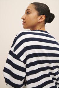 Heavy Boxy Long Sleeve Top - Navy Stripe-KOWTOW-P&amp;K The General Store