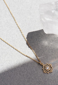 Centred Necklace - 22k Gold Plate with White Zircon-zoe & morgan-P&amp;K The General Store