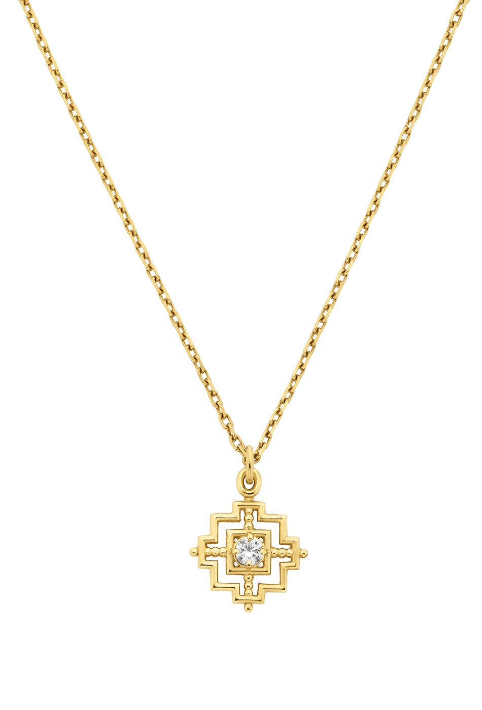 Centred Necklace - 22k Gold Plate with White Zircon-zoe & morgan-P&K The General Store