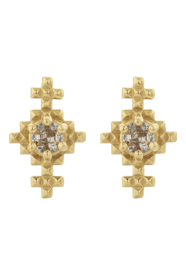 Indie Stud - 22k Gold Plate with Peach Zircon-zoe & morgan-P&amp;K The General Store