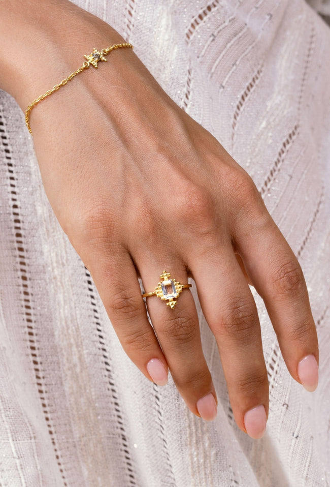 Reya Ring - 22k Gold Plate with White Topaz-zoe & morgan-P&amp;K The General Store