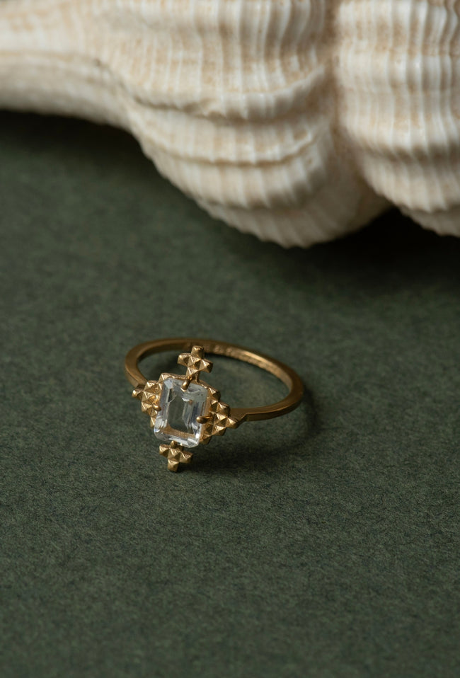 Reya Ring - 22k Gold Plate with White Topaz-zoe & morgan-P&amp;K The General Store