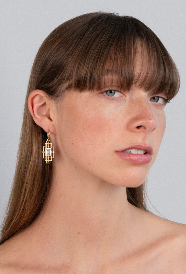 Bliss Earrings - 22k Gold Plate with Rose Quartz-zoe & morgan-P&amp;K The General Store