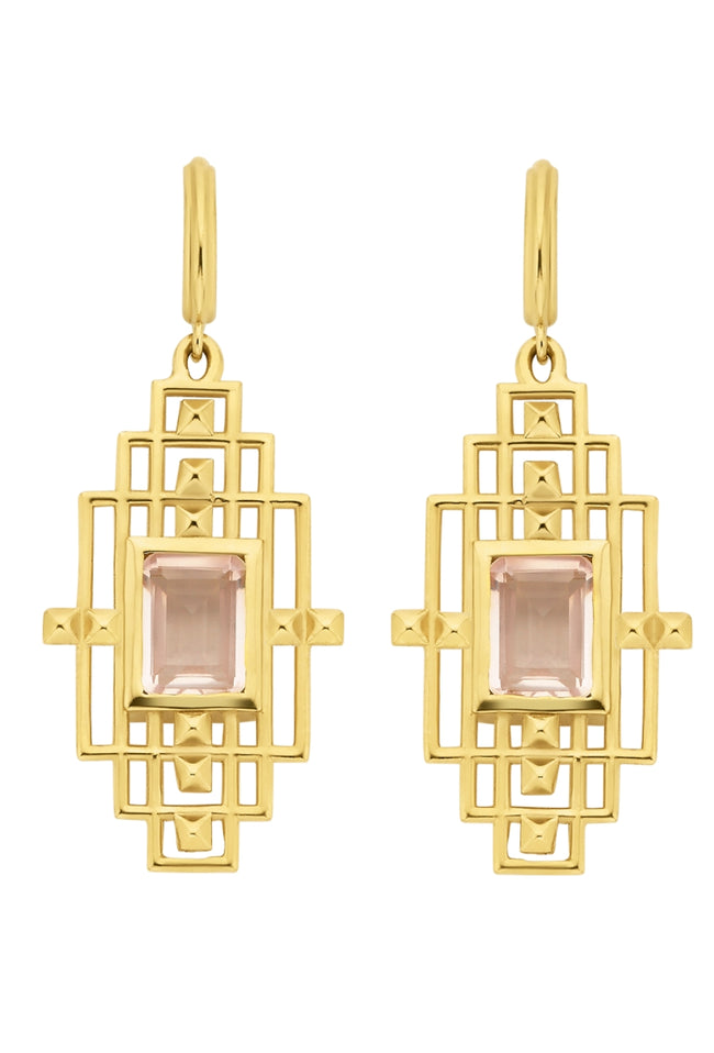 Bliss Earrings - 22k Gold Plate with Rose Quartz-zoe & morgan-P&amp;K The General Store