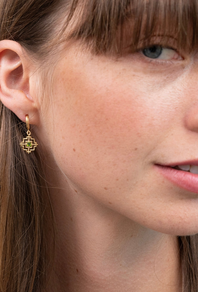 Centred Earrings - 22k Gold Plate with Chrome Diopside-zoe & morgan-P&amp;K The General Store
