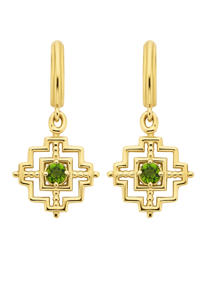 Centred Earrings - 22k Gold Plate with Chrome Diopside-zoe & morgan-P&amp;K The General Store