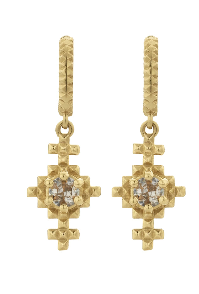 Indie Earrings - 22k Gold Plate with Peach Zircon-zoe & morgan-P&amp;K The General Store