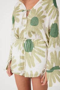 Aloe Flower Linen Tie Shirt-ZULU & ZEPHYR-P&amp;K The General Store