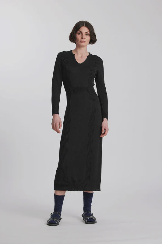 Merino Cable Dress - Black-STANDARD ISSUE-P&K The General Store